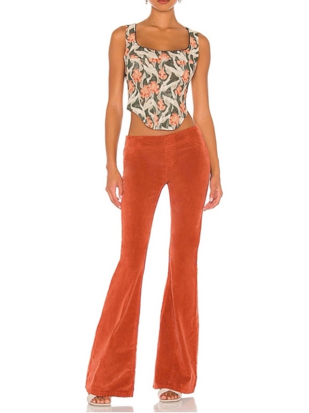 Free People We the Free People Earth & Soil Pull On Corduroy Flare Pants 27